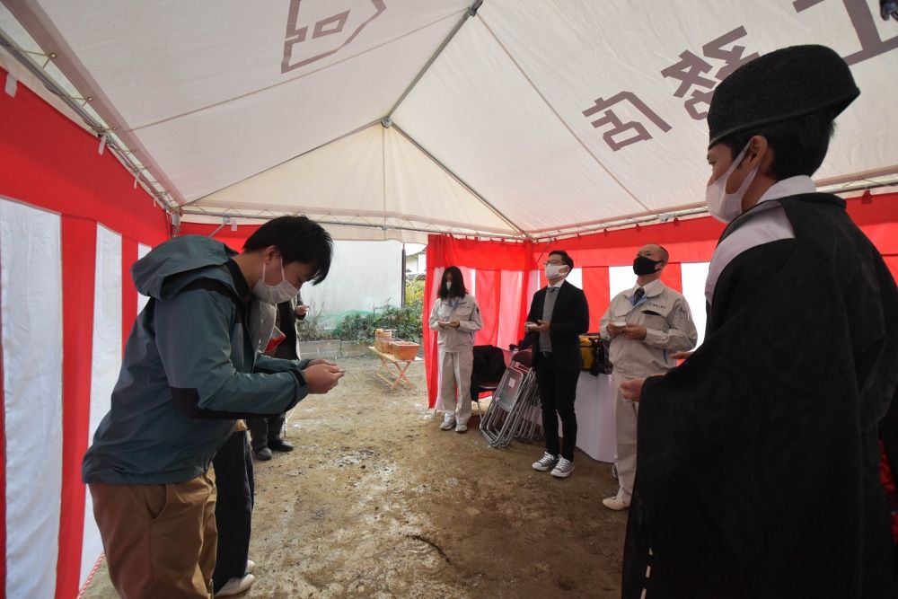 福岡市早良区07　注文住宅建築現場リポート①　～地鎮祭～