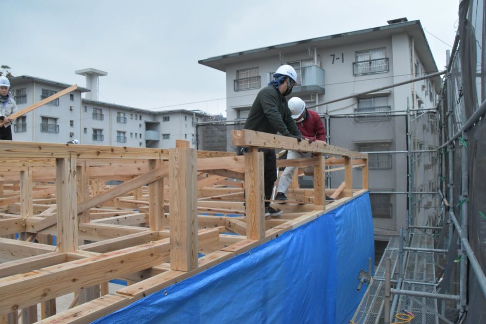 福岡市南区市崎01 注文住宅建築現場リポート③　～祝・上棟式2日目～