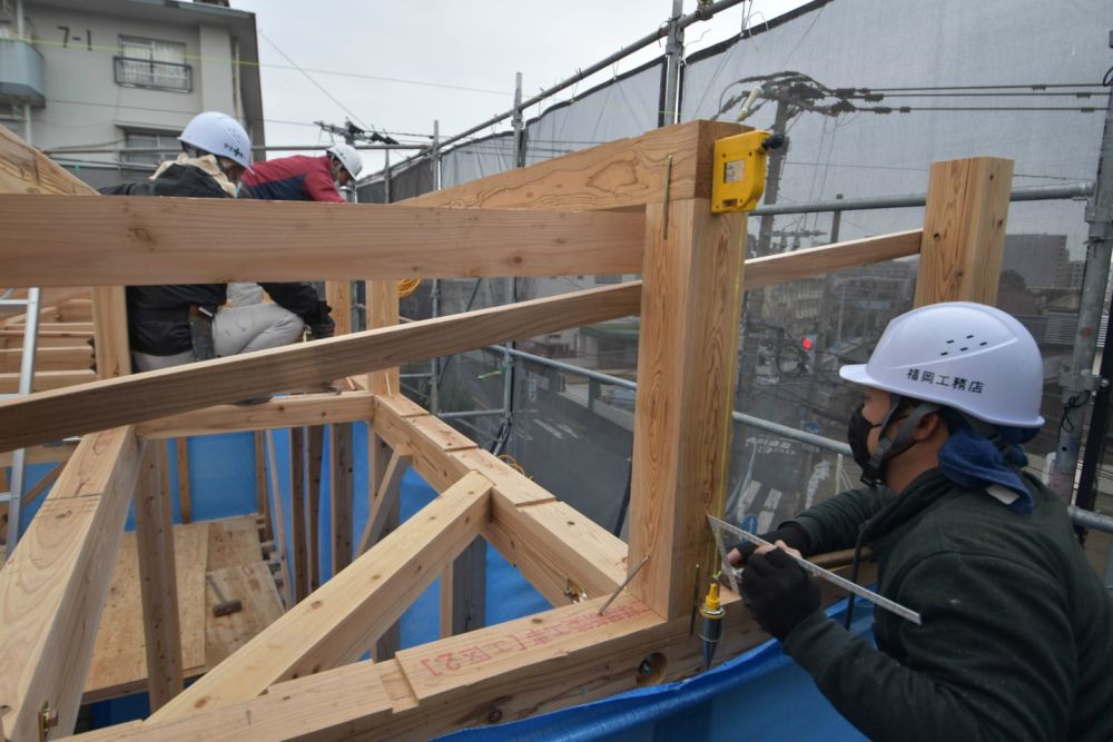 福岡市南区市崎01 注文住宅建築現場リポート③　～祝・上棟式2日目～