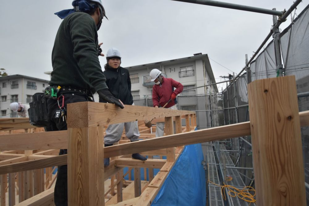 福岡市南区市崎01 注文住宅建築現場リポート③　～祝・上棟式2日目～