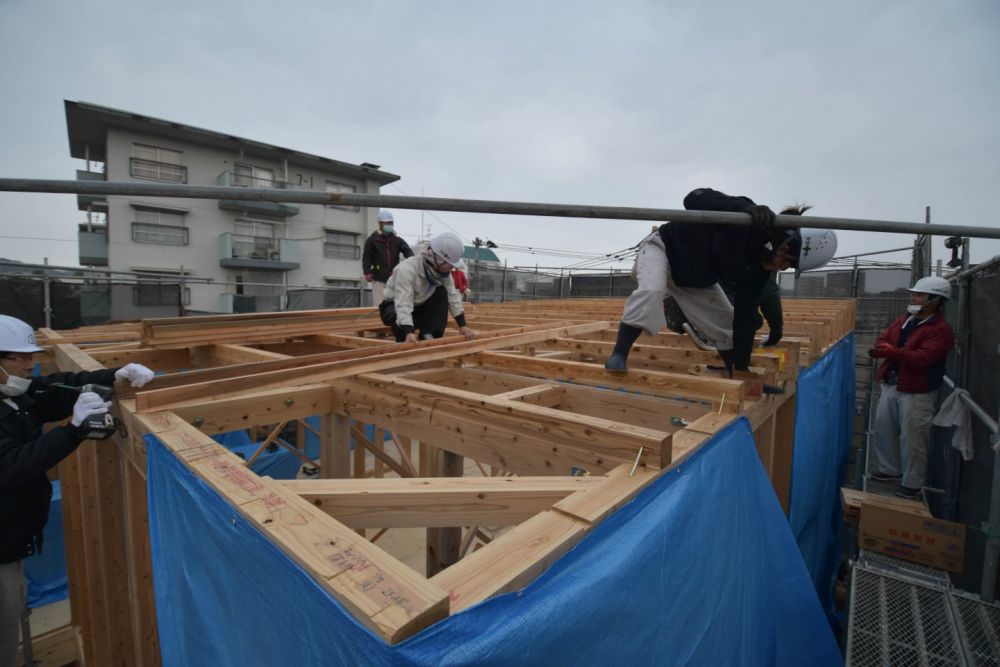 福岡市南区市崎01 注文住宅建築現場リポート③　～祝・上棟式2日目～