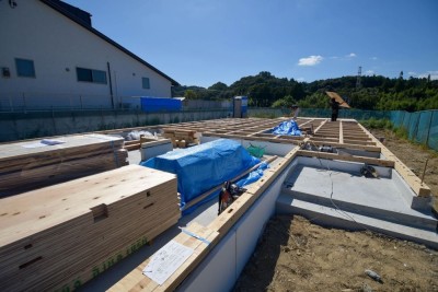 福岡県朝倉市01　注文住宅建築現場リポート③　～木工事・土台敷～