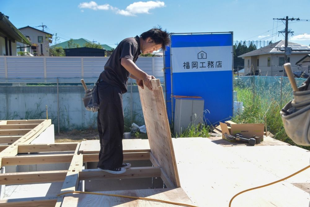 福岡県朝倉市01　注文住宅建築現場リポート③　～木工事・土台敷～