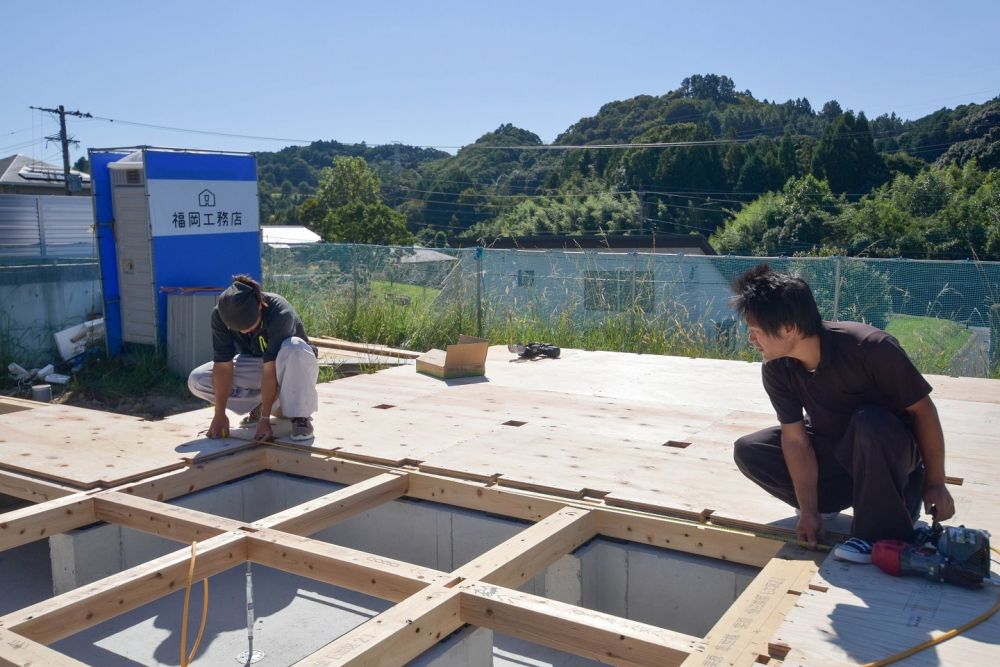 福岡県朝倉市01　注文住宅建築現場リポート③　～木工事・土台敷～