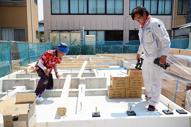 「福岡市早良区曙01」注文住宅現場リポート③【木工事】【土台敷き】