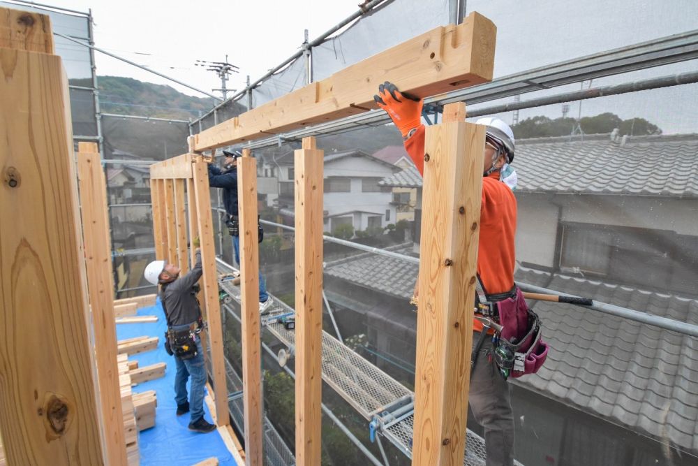 福岡県那珂川市08　注文住宅建築現場リポート③　～上棟式1日目～