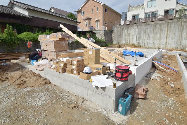 「福岡市南区老司02」注文住宅現場リポート④【木工事】【土台敷き】