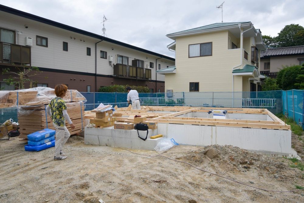 「福岡市早良区東入部01」注文住宅現場リポート③【木工事】【土台敷き】