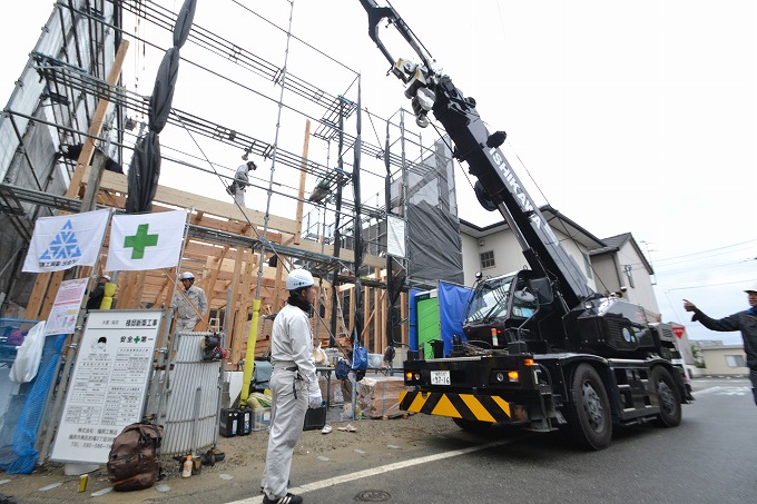 福岡市南区五十川03　注文住宅建築現場リポート⑤　～上棟式＆餅まき式～