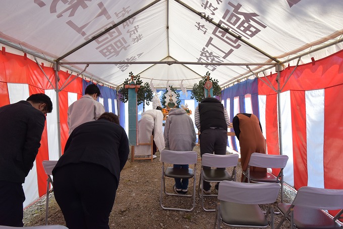「太宰府市青葉台01」注文住宅現場リポート①【地鎮祭】