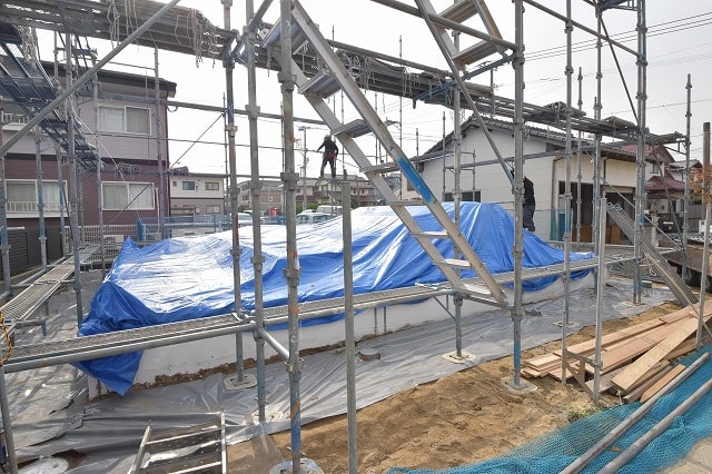 「福岡市西区千里01」注文住宅現場リポート④【足場工事】
