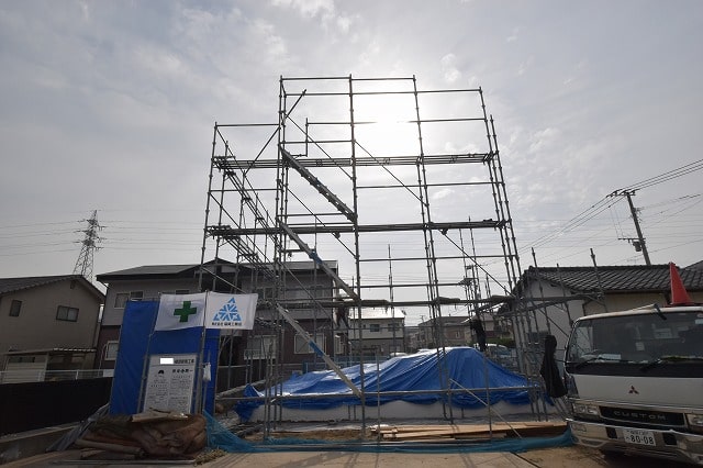 「福岡市西区千里01」注文住宅現場リポート④【足場工事】