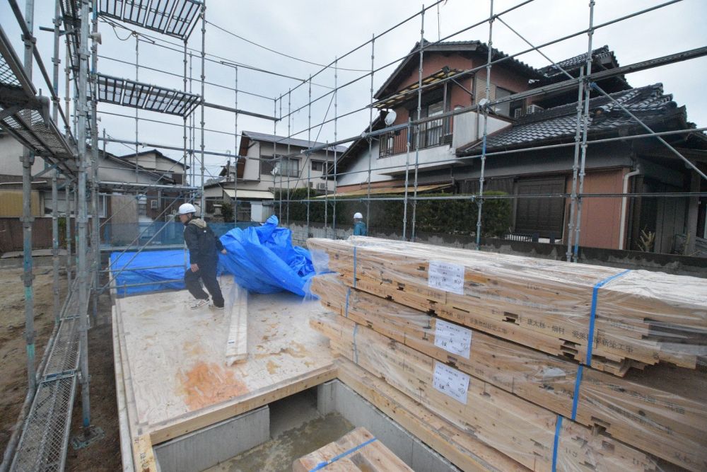 福岡県筑紫野市07　注文住宅建築現場リポート④　～祝・上棟式１～