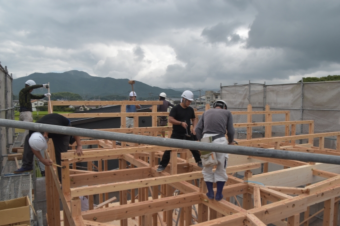 福岡県朝倉郡筑前町中牟田01　注文住宅建築現場リポート④　～上棟式～