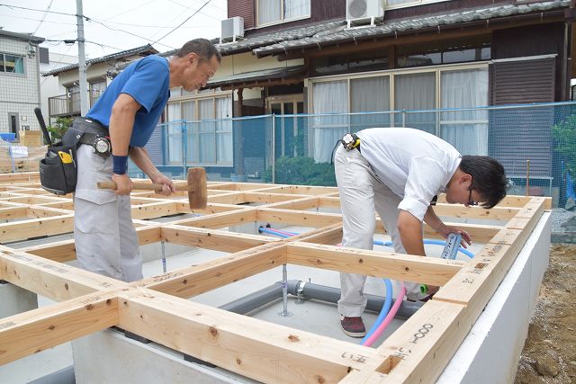 「福岡市西区03」注文住宅現場リポート④【木工事】【土台敷き】
