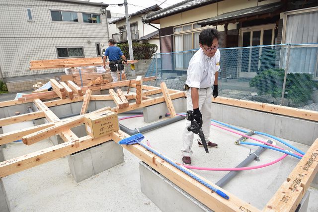 「福岡市西区03」注文住宅現場リポート④【木工事】【土台敷き】