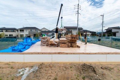 福岡県糟屋郡粕屋町03　注文住宅建築現場リポート⑤　～木工事・部材搬入～