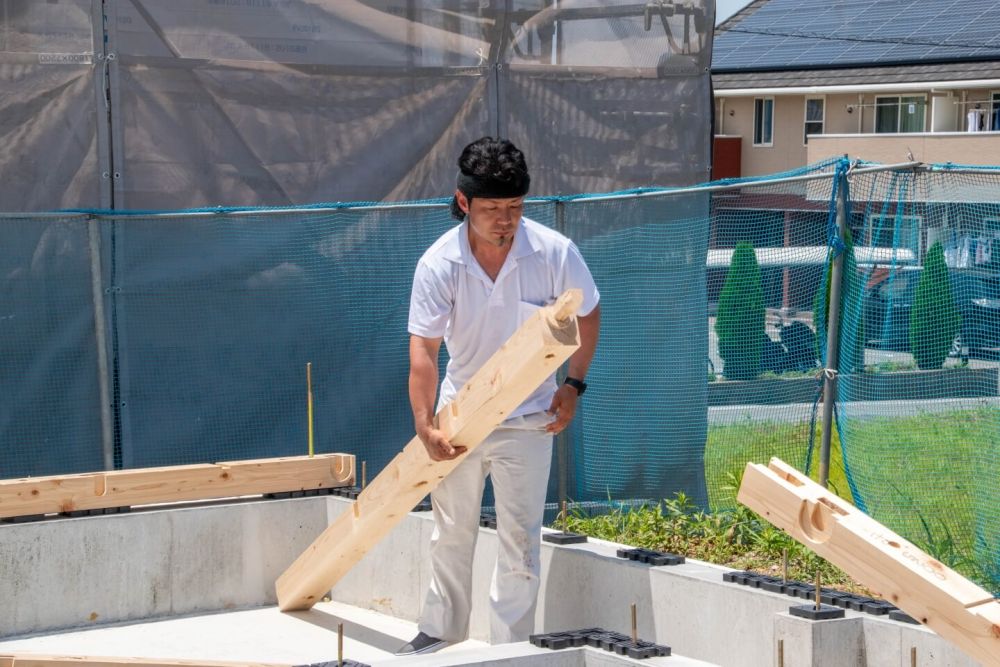 福岡県糟屋郡久山町01　注文住宅建築現場リポート⑤　～木工事・土台敷き～