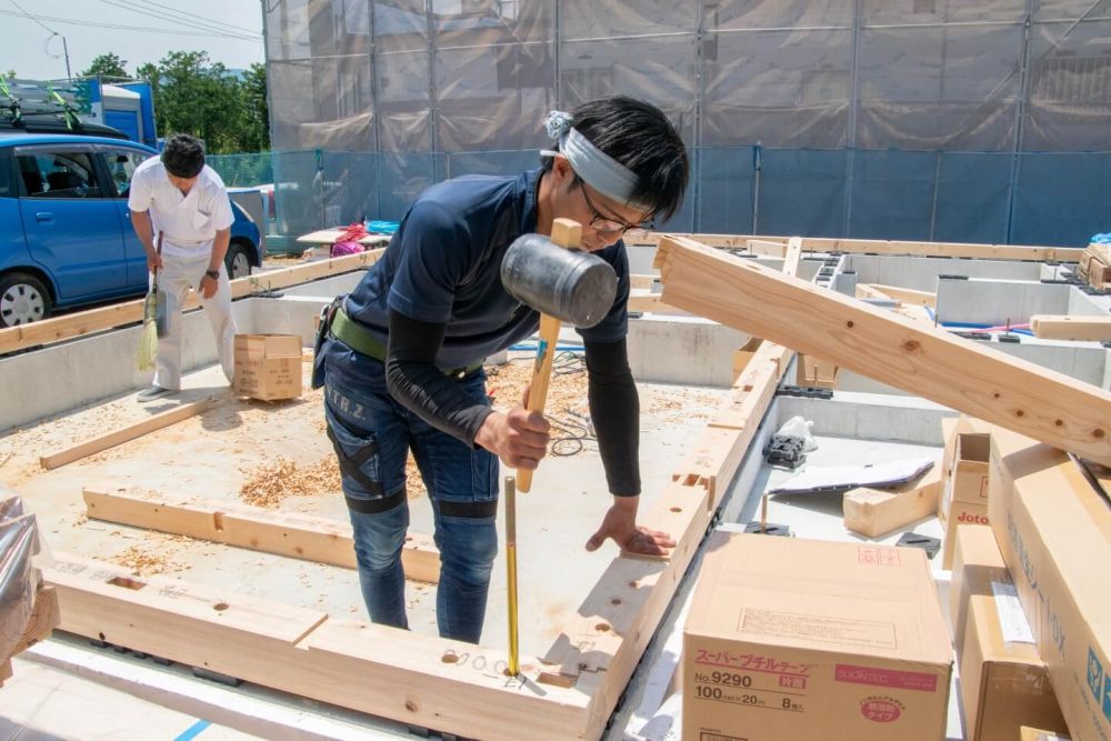 福岡県糟屋郡久山町01　注文住宅建築現場リポート⑤　～木工事・土台敷き～