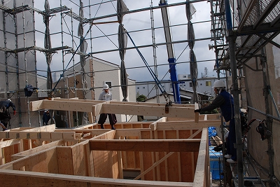 福岡市南区高木03 注文住宅建築現場リポート③ ~建方~